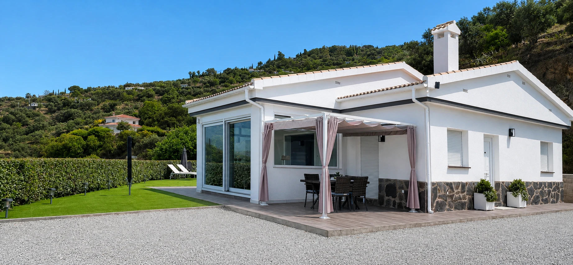Casa Pano am frühen Morgen mit Blick in die Natur